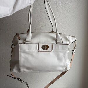 Kate Spade White Leather Large Satchel Handbag